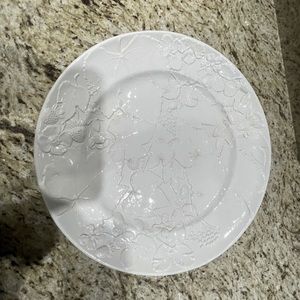 Italian Large Serving Platter Berries and Leaves Design 16” Diameter White